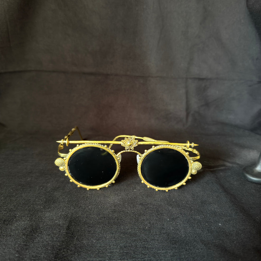 Lotus Bar Round Sunglasses — Brass-Tone