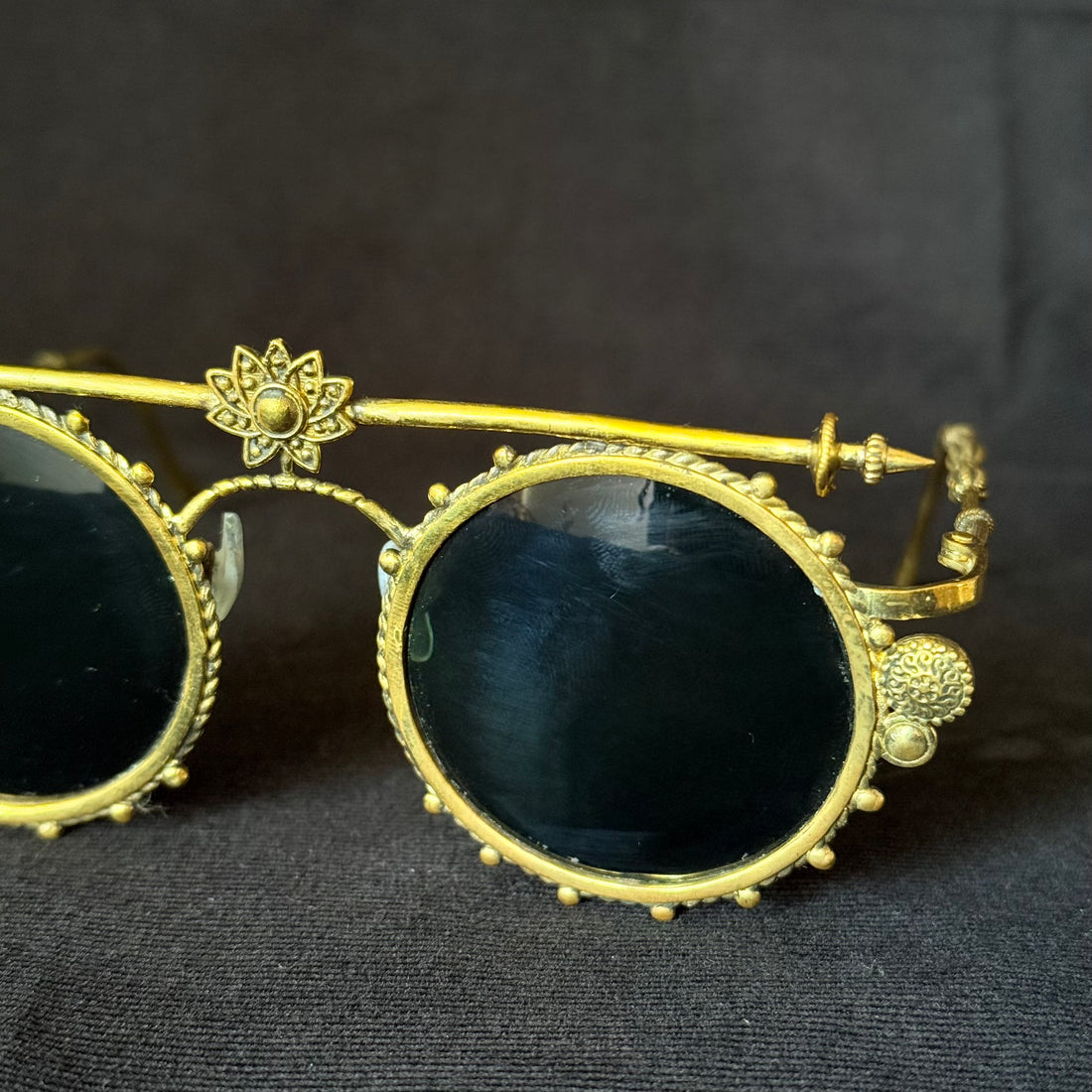 Lotus Bar Round Sunglasses — Brass-Tone