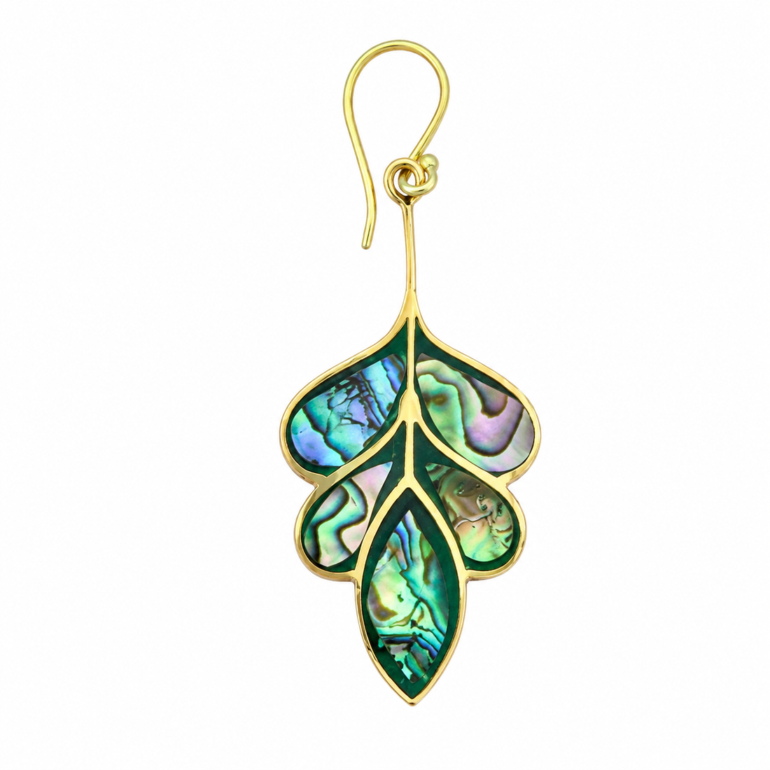 Abalone Shell Leaf Statement Earrings – Brass