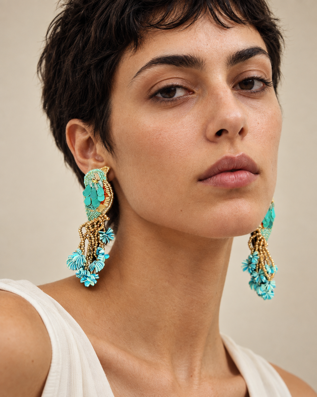 Paradise Birds — Handmade Beaded Statement Earrings