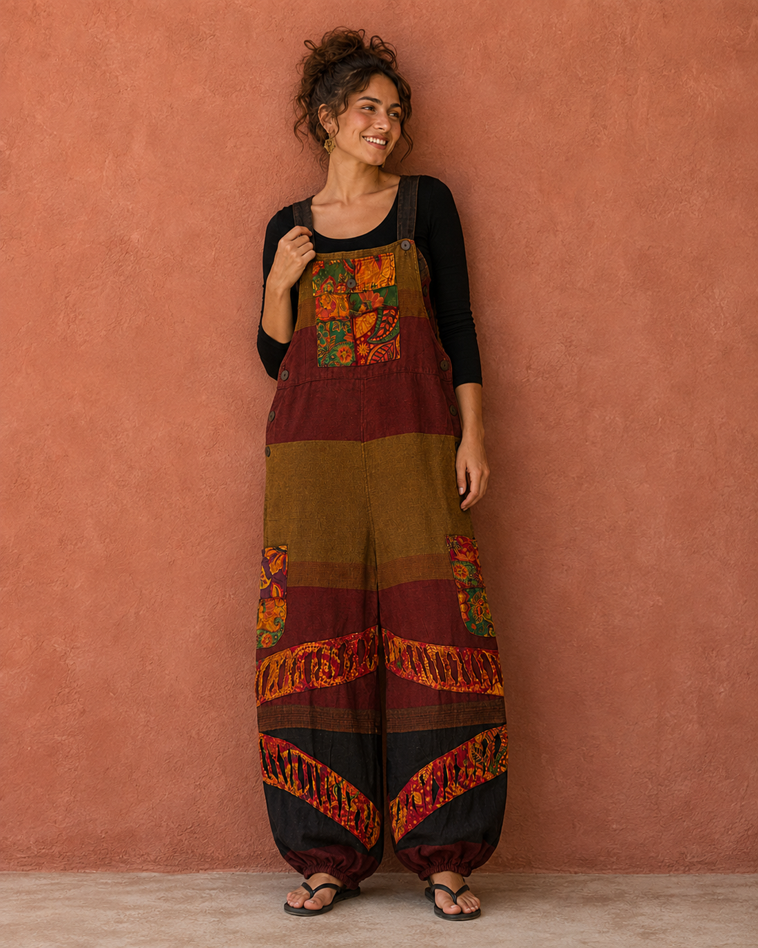 Patchwork Cotton Dungaree – Multicolor