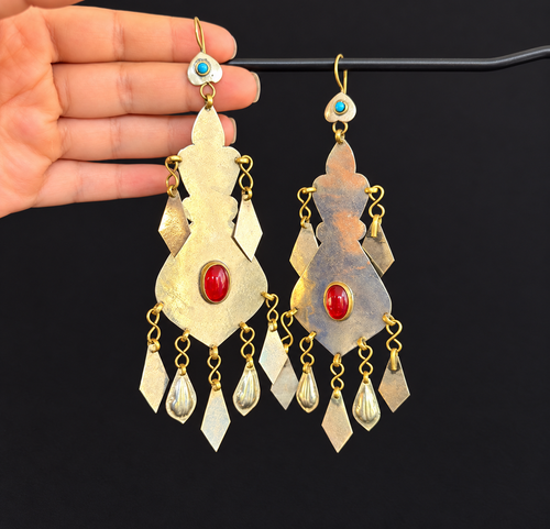 Ruby Shield Chandelier Earrings
