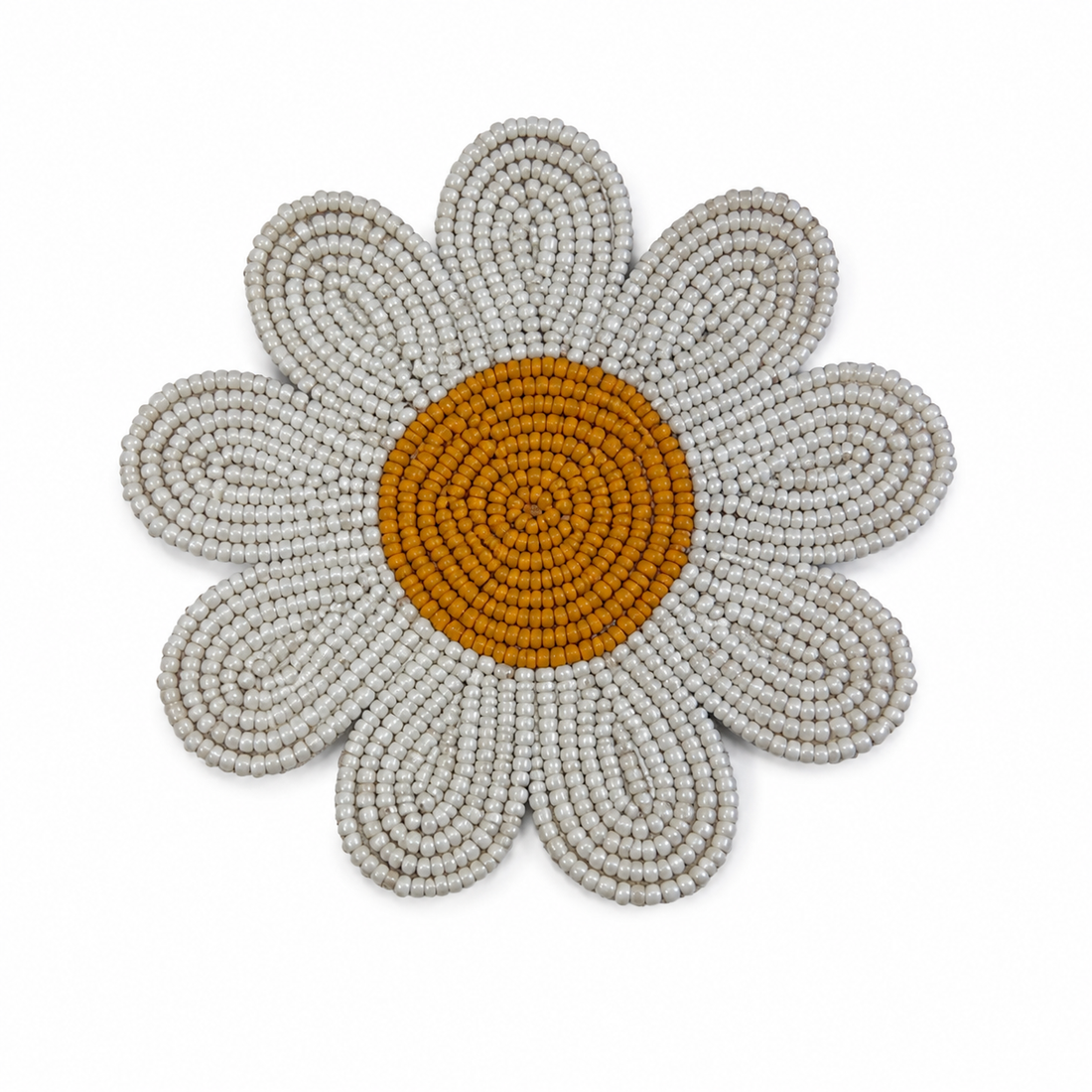 Set of 4 Beaded Daisy Flower Coaster