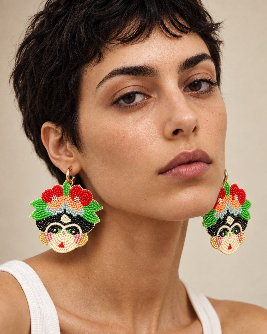 Flower Crown Muse — Handmade Beaded Statement Earrings