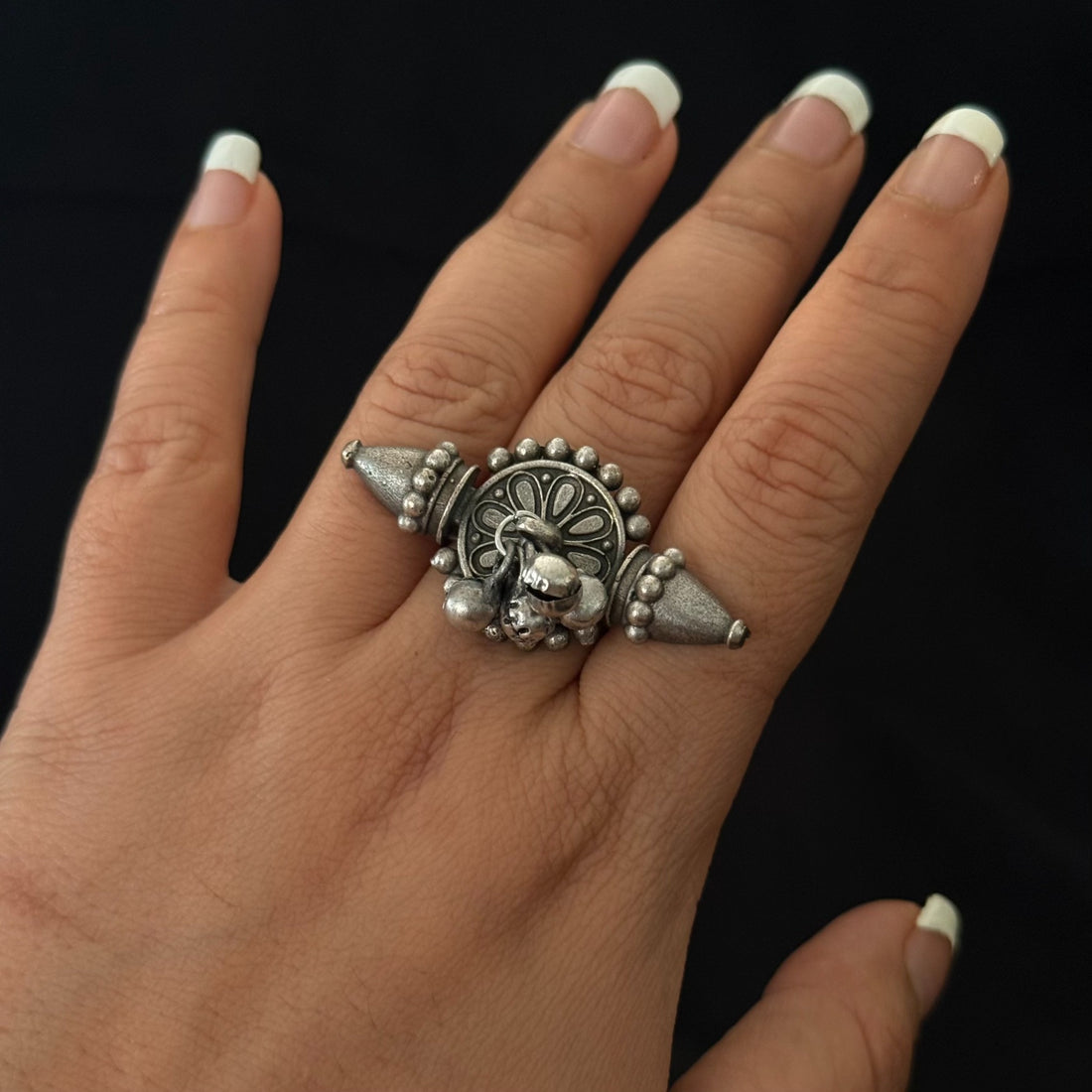 Ghungroo crest statement ring