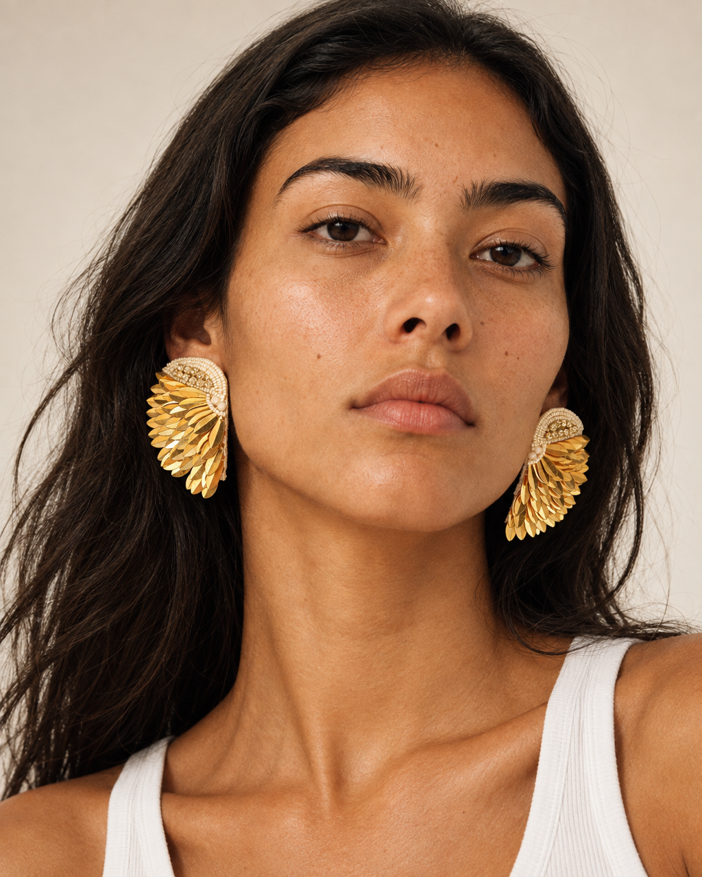 Golden Seraph Wings — Handmade Beaded Statement Earrings