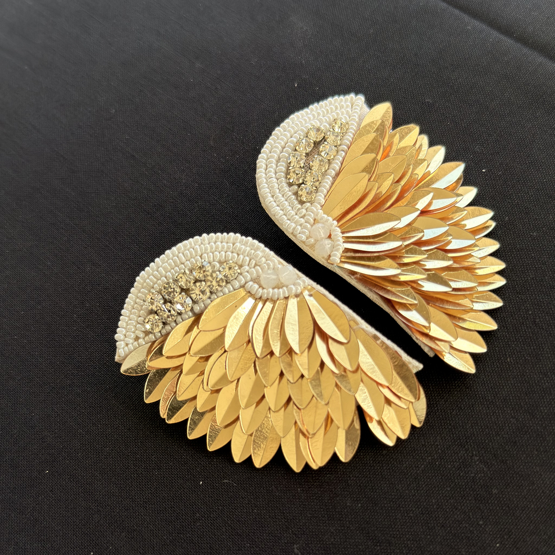Golden Seraph Wings — Handmade Beaded Statement Earrings