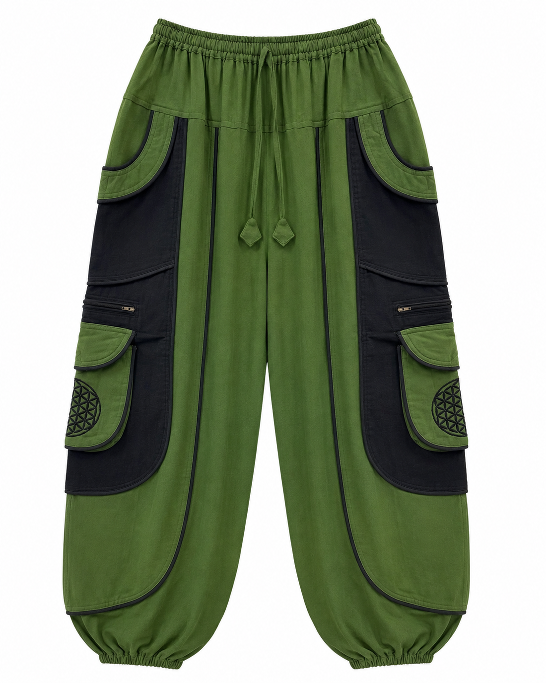 Green Utility Cotton Cargo Pants