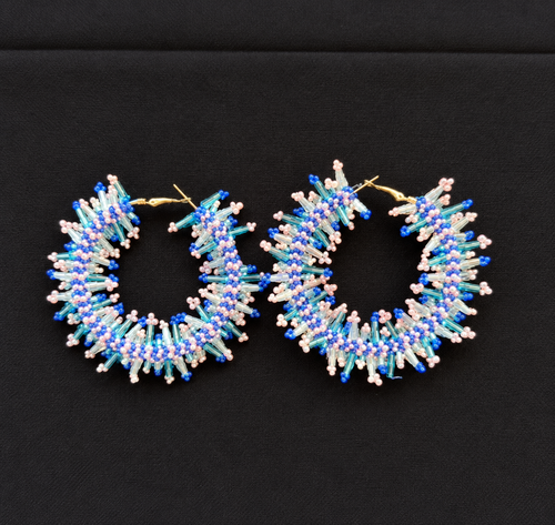 Confetti Orbit — Handmade Beaded Hoop Earrings