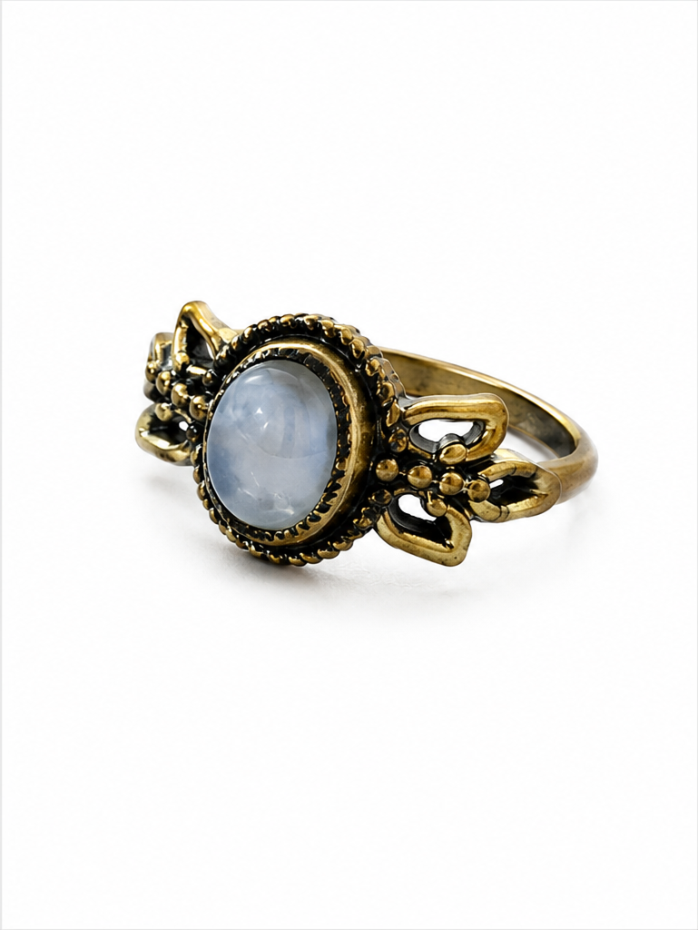 Brass Moonstone Iridescent Statement Ring