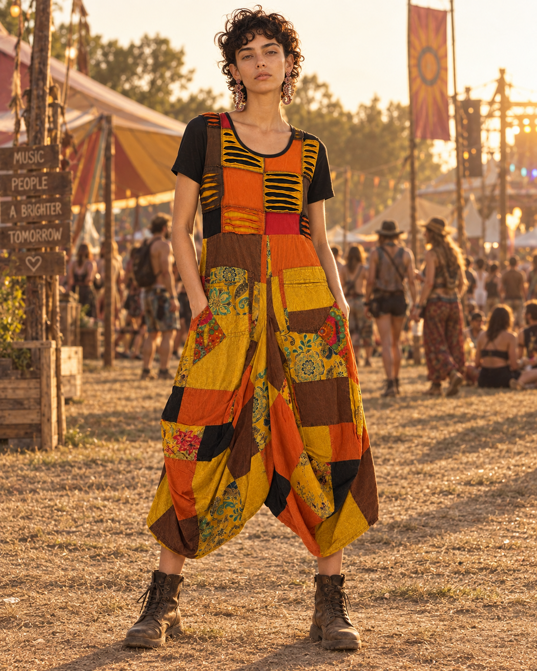 Multicolor Patchwork Harem Jumpsuit