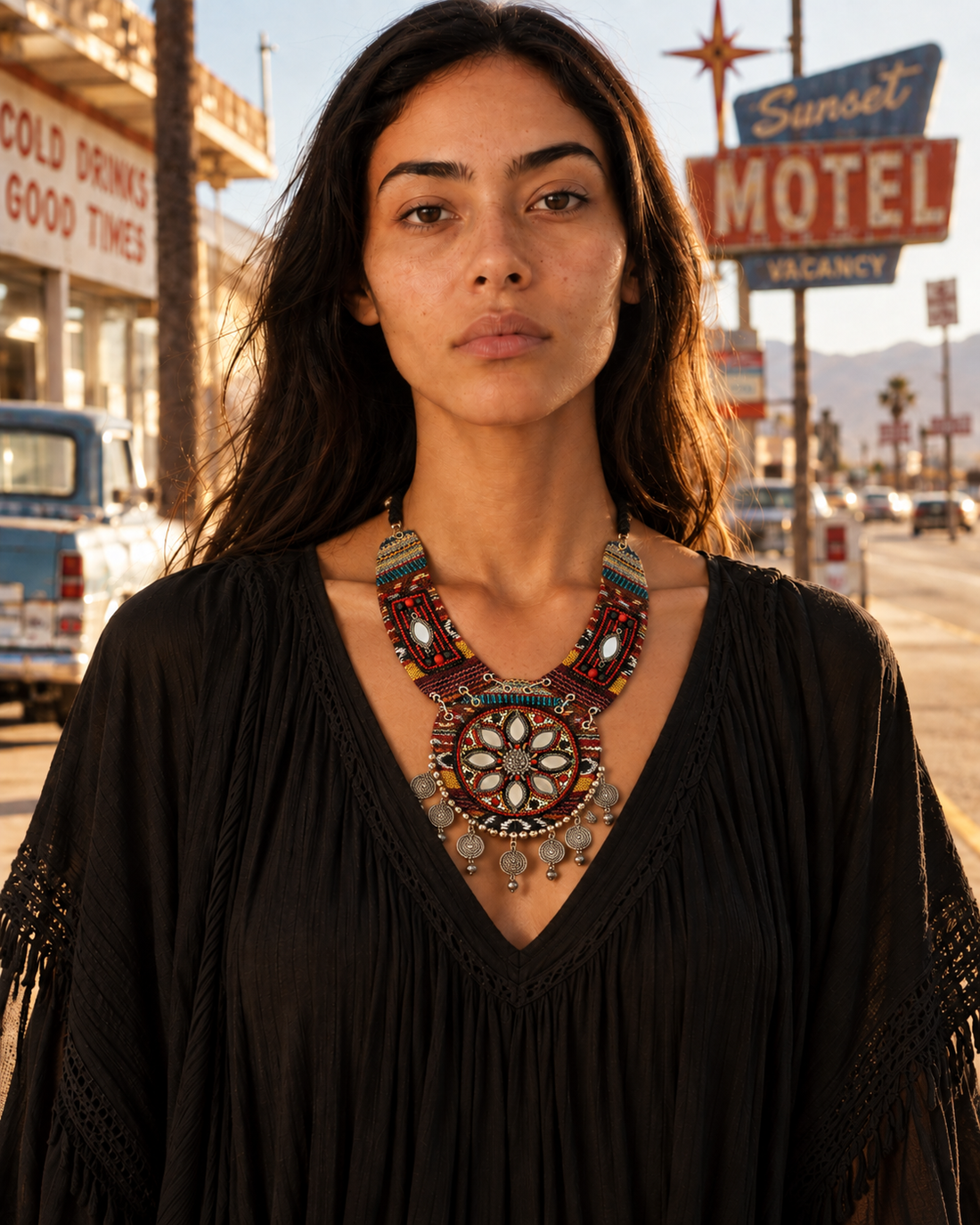 Kutch-Inspired Mirror Work Textile Statement Necklace