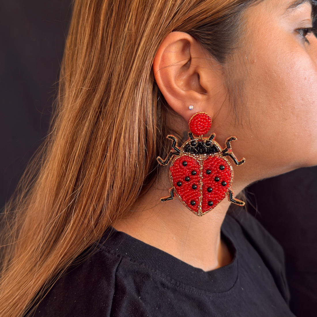 Lucky Ladybug — Handmade Beaded Statement Earrings