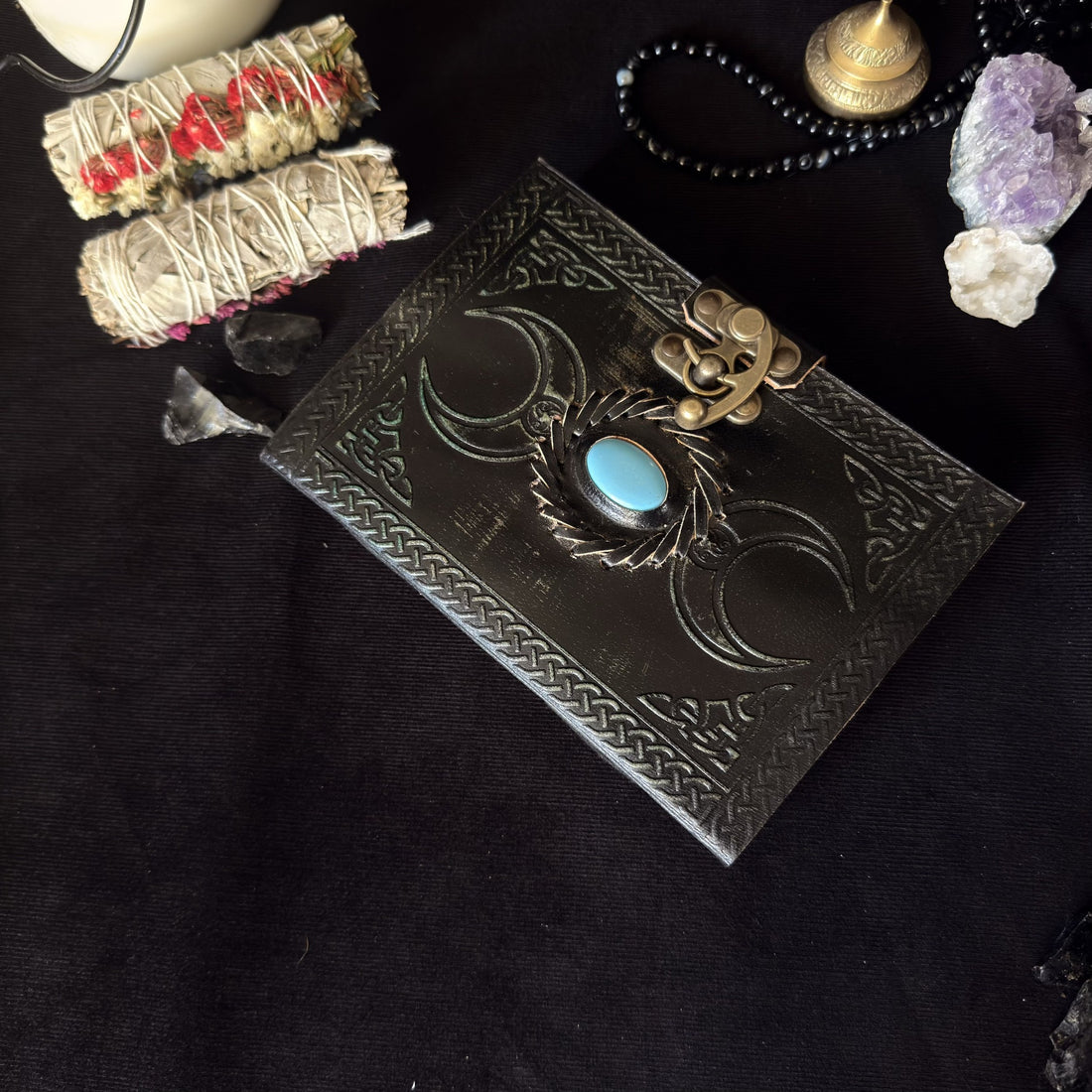 5 x 7 turquoise moon leather journal