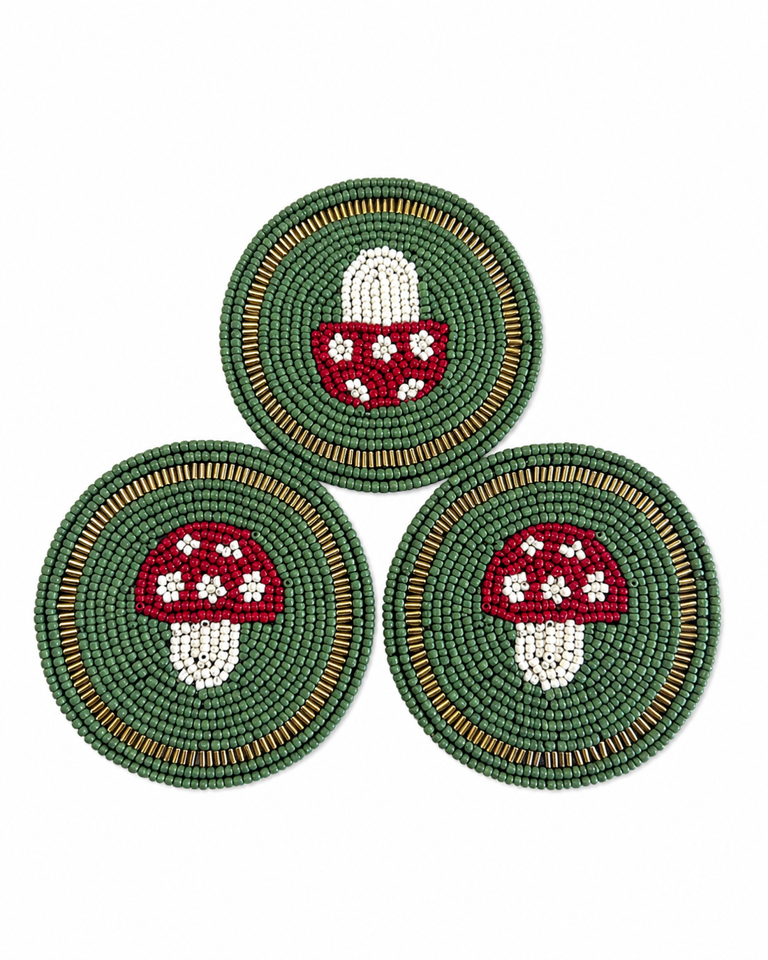 Set of 3 Beaded Mushroom Coaster