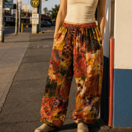 Multicolor Patchwork Cotton Jogger Pants