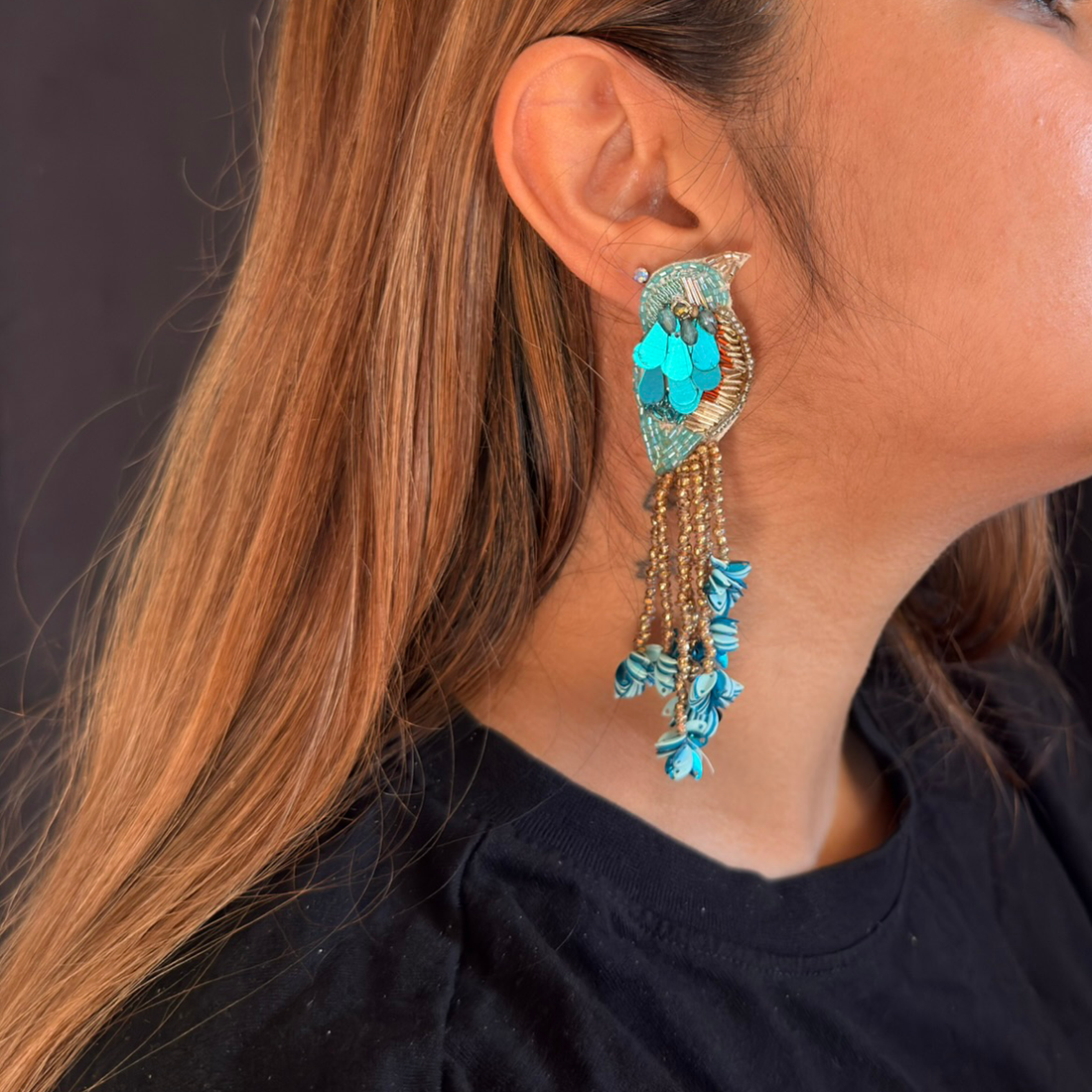 Paradise Birds — Handmade Beaded Statement Earrings