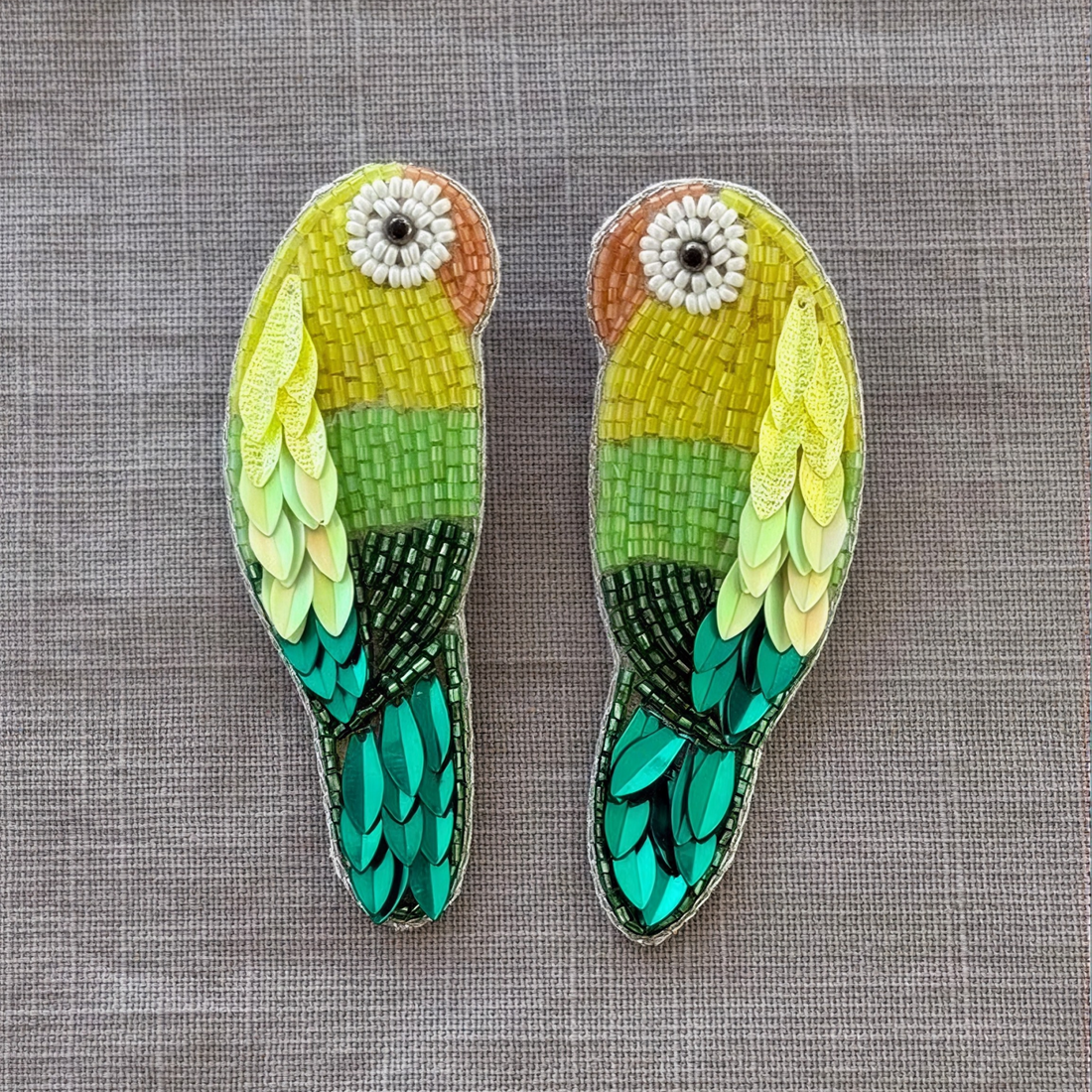 Beaded Parrot Statement Earrings