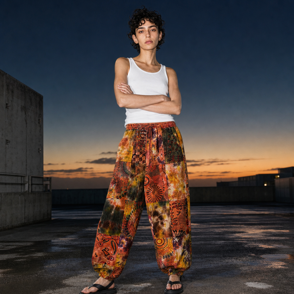 Multicolor Patchwork Cotton Jogger Pants