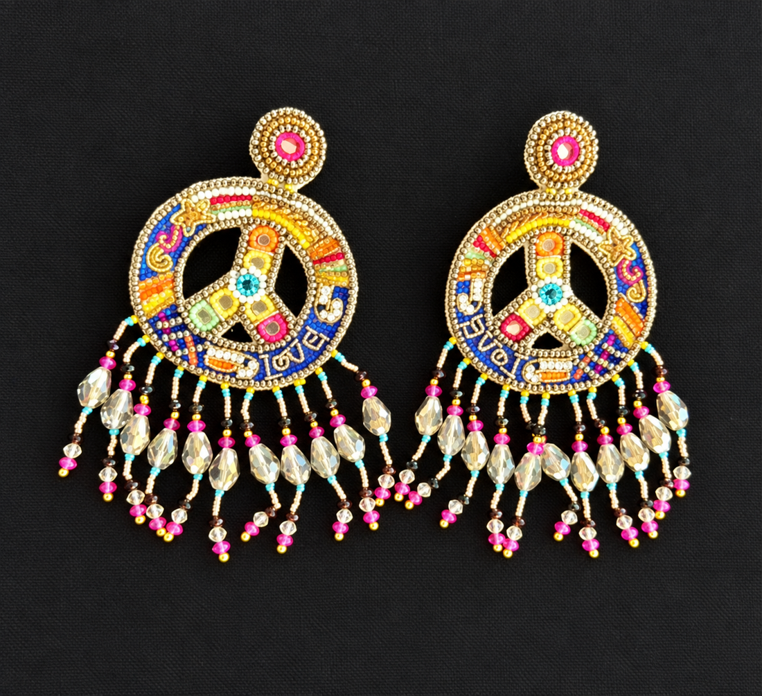 Peace, Love & Chaos — Handmade Beaded Statement Earrings