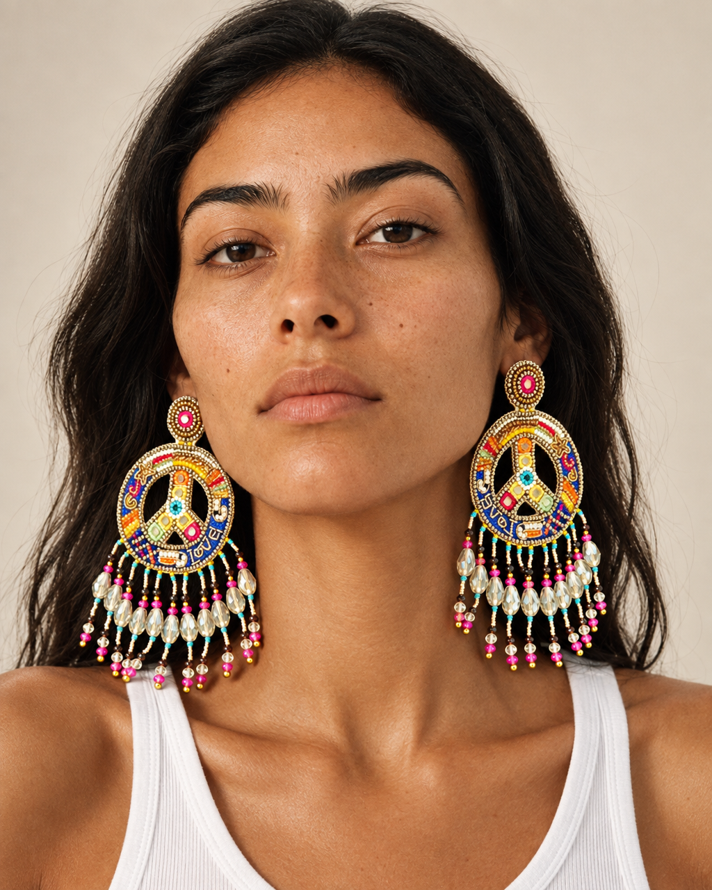 Peace, Love & Chaos — Handmade Beaded Statement Earrings