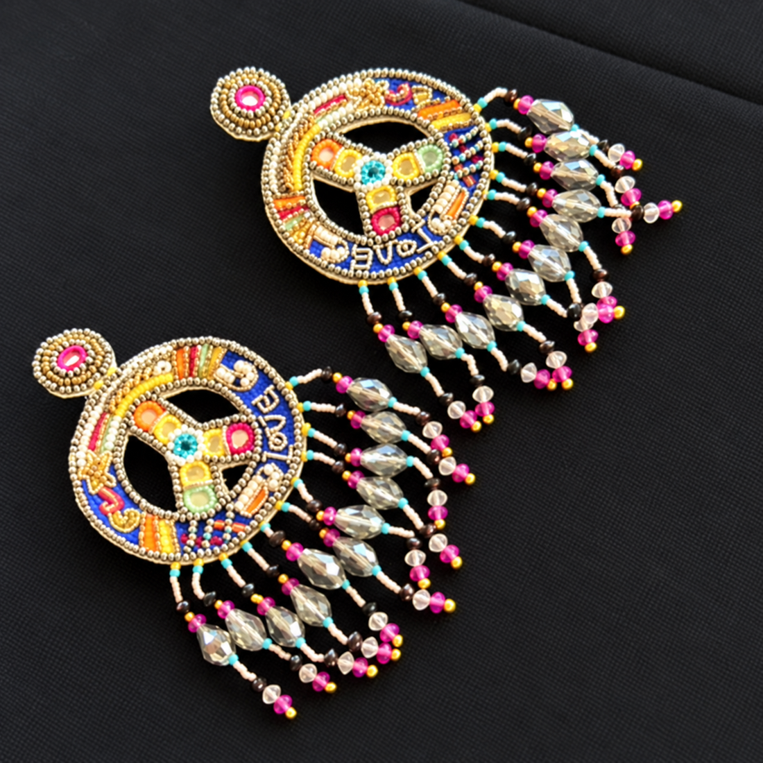 Peace, Love & Chaos — Handmade Beaded Statement Earrings