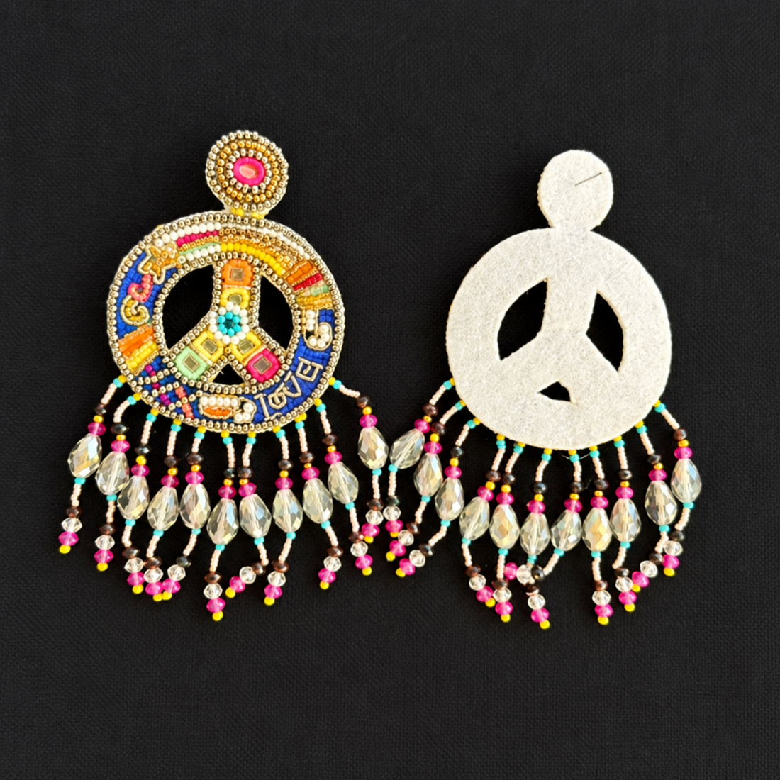 Peace, Love & Chaos — Handmade Beaded Statement Earrings