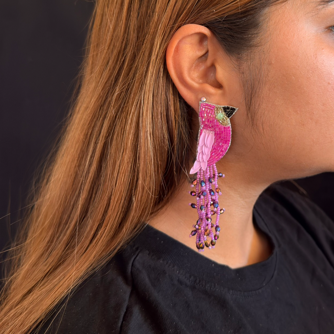 Pink Riot — Beaded Fringe Earrings