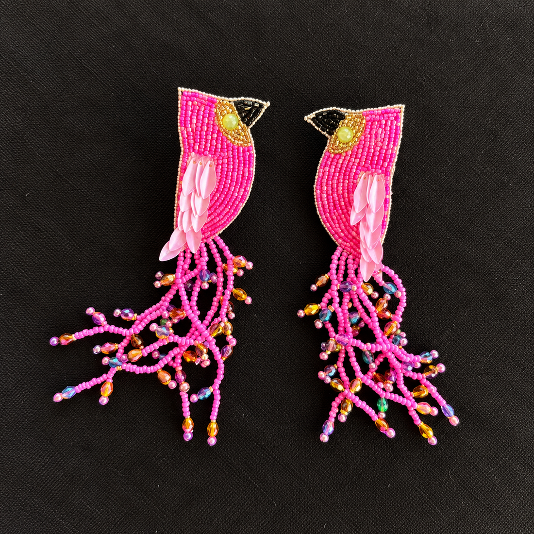 Pink Riot — Beaded Fringe Earrings