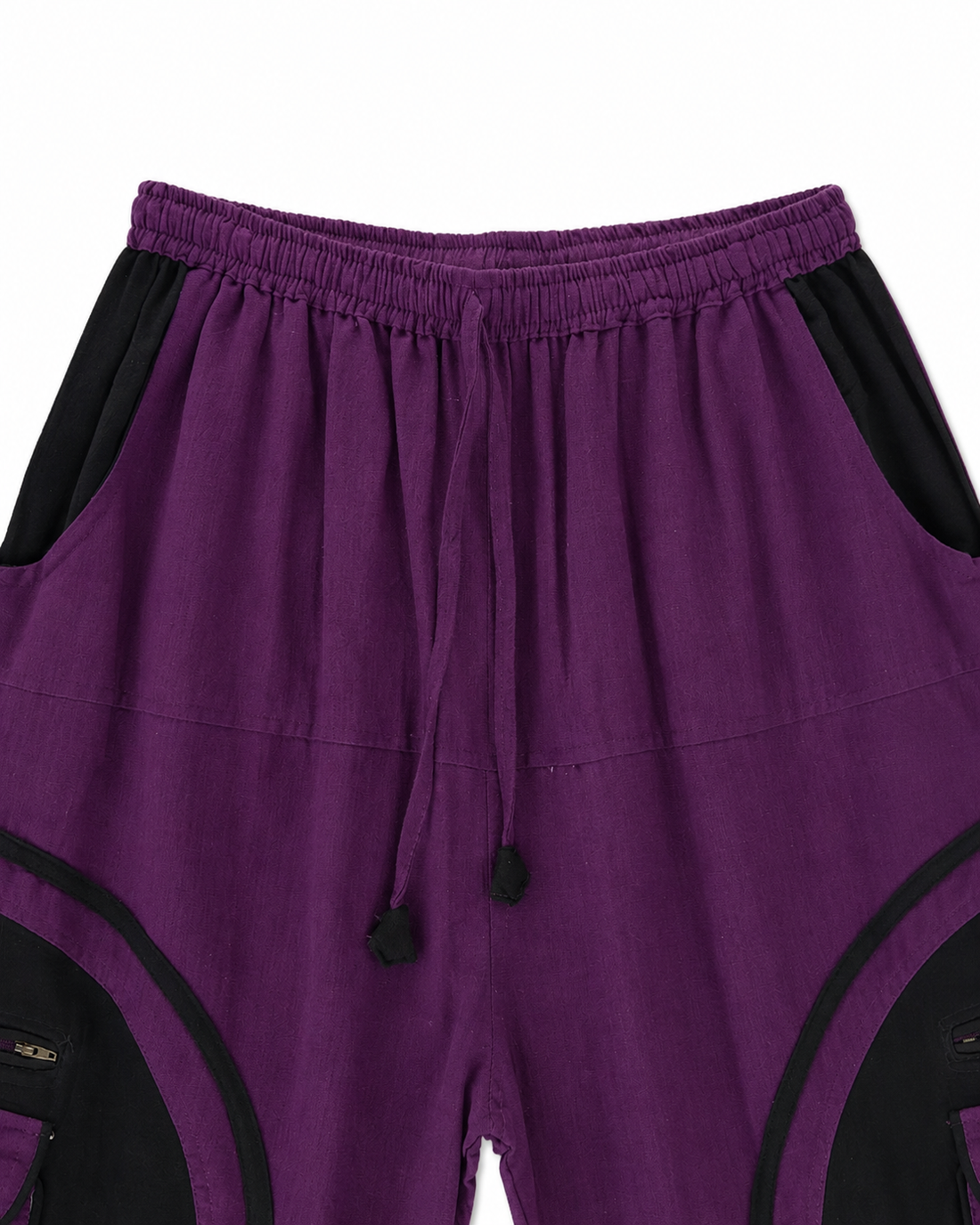 Purple & Black Cotton Pants