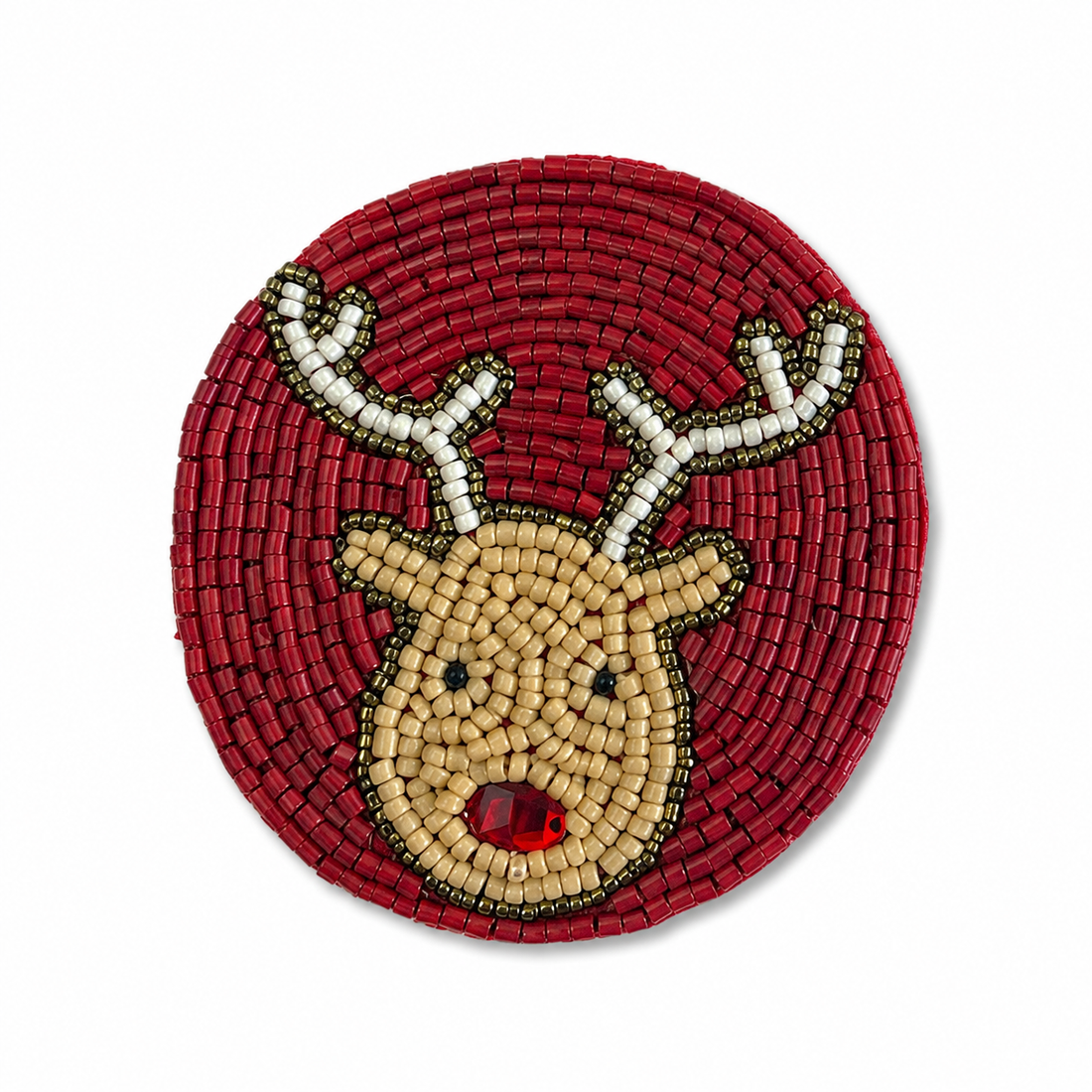 Beaded Reindeer Coaster Set of 3