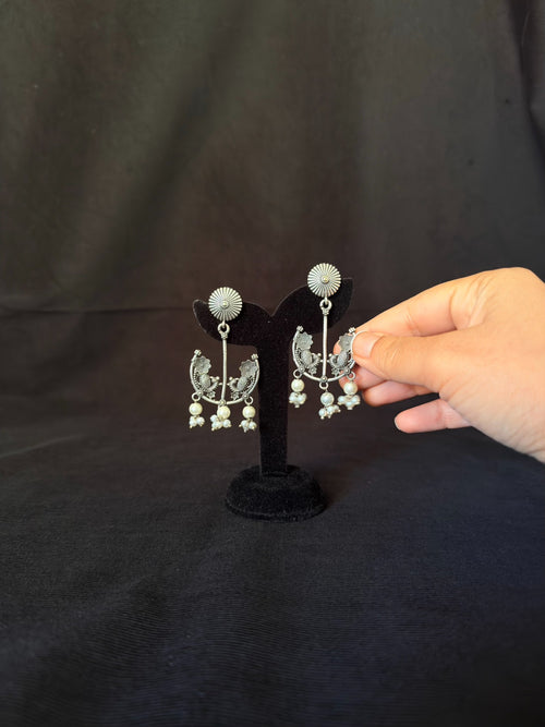 Bird and pearl chandelier earrings