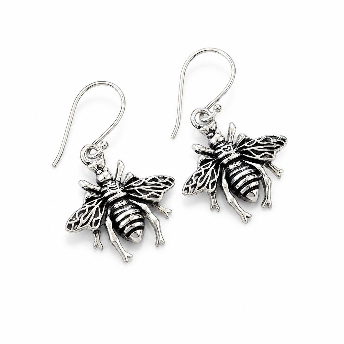 Silver-Tone Bee Statement Earrings