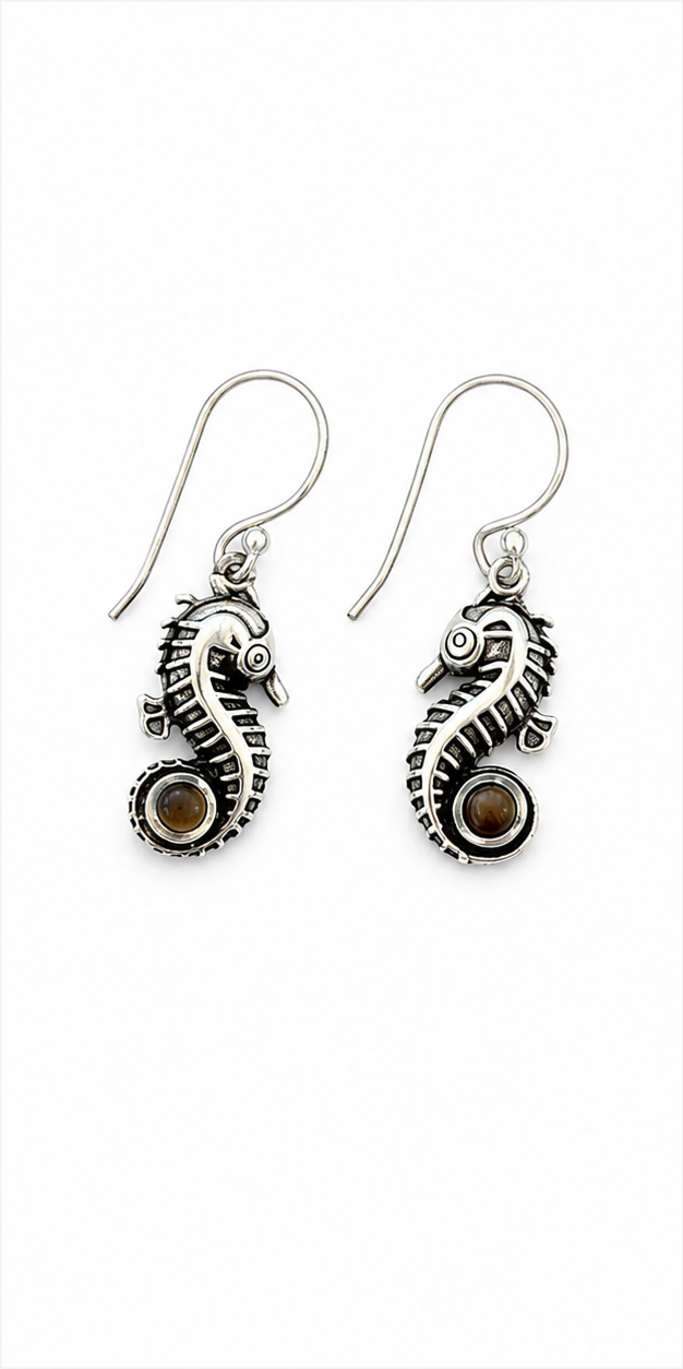 Silver-Tone Seahorse Statement Earrings