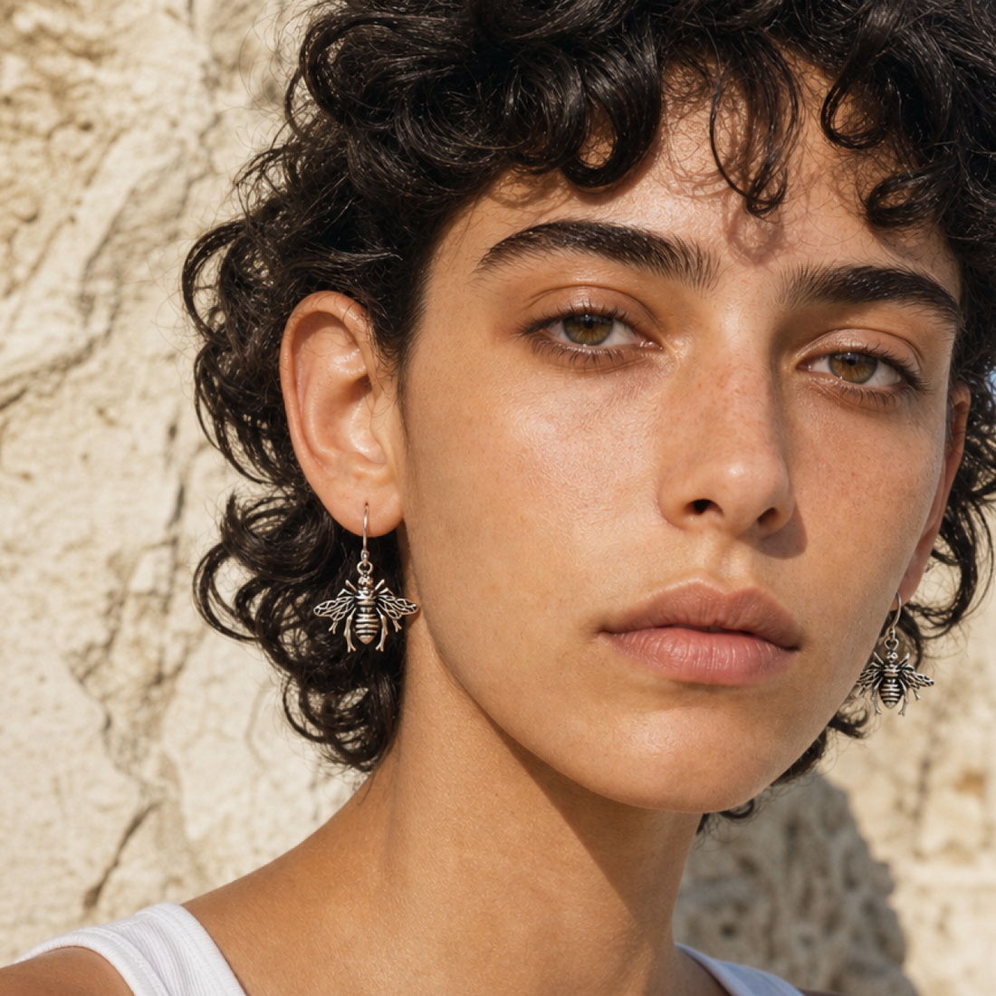 Silver-Tone Bee Statement Earrings