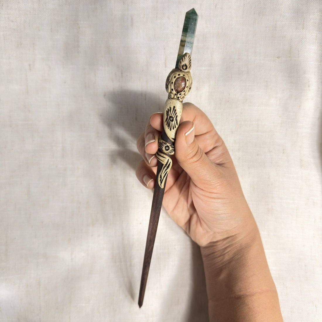Crystal pencil hair stick green