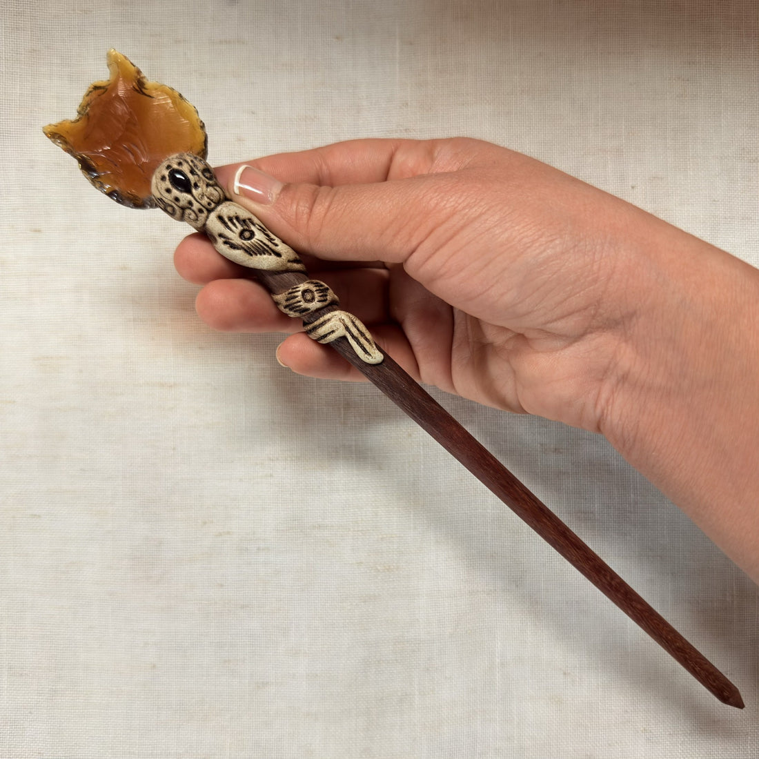 Tiger's eye wooden hair stick