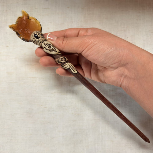 Tiger's eye wooden hair stick