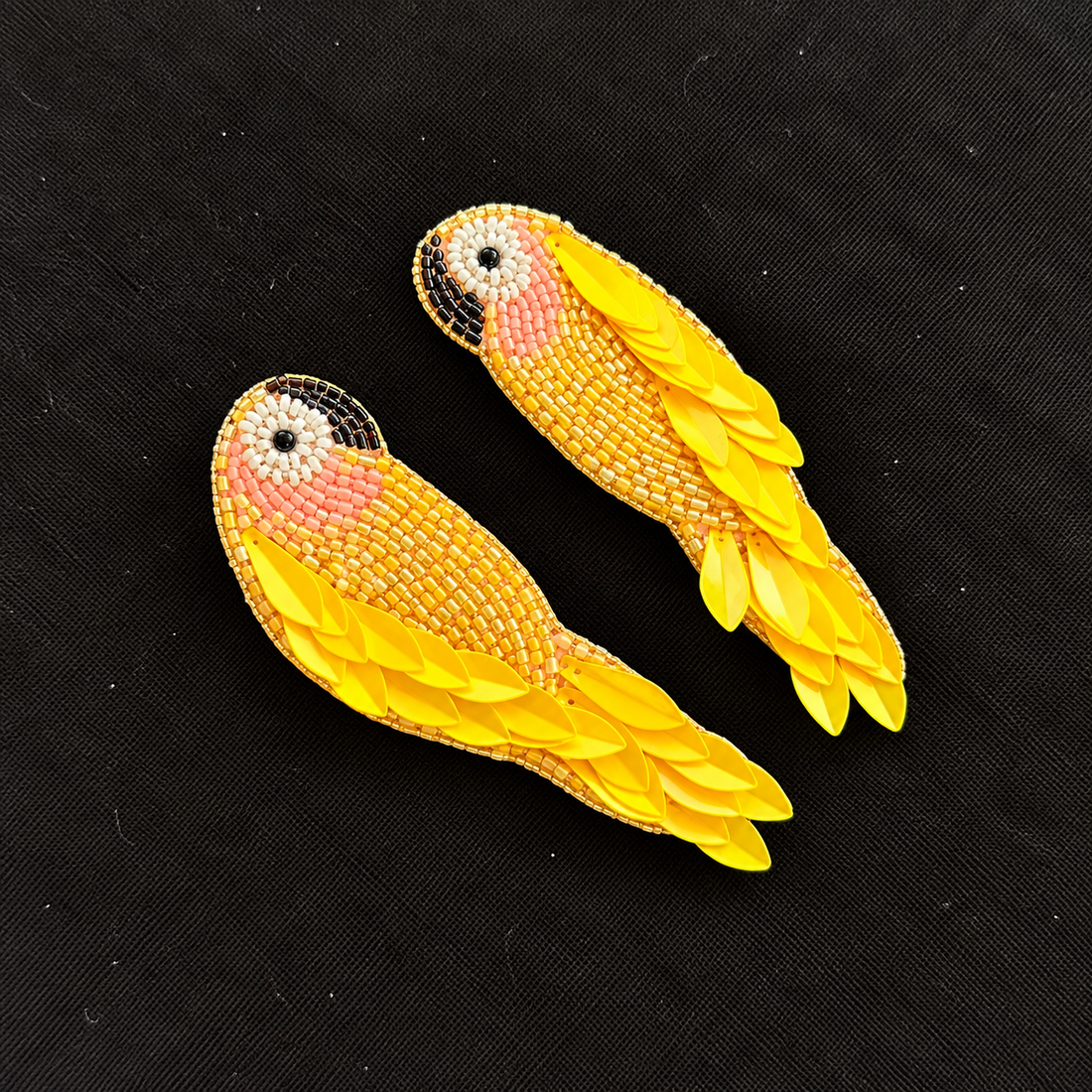 Sunshine Parrots — Handmade Beaded Statement Earrings