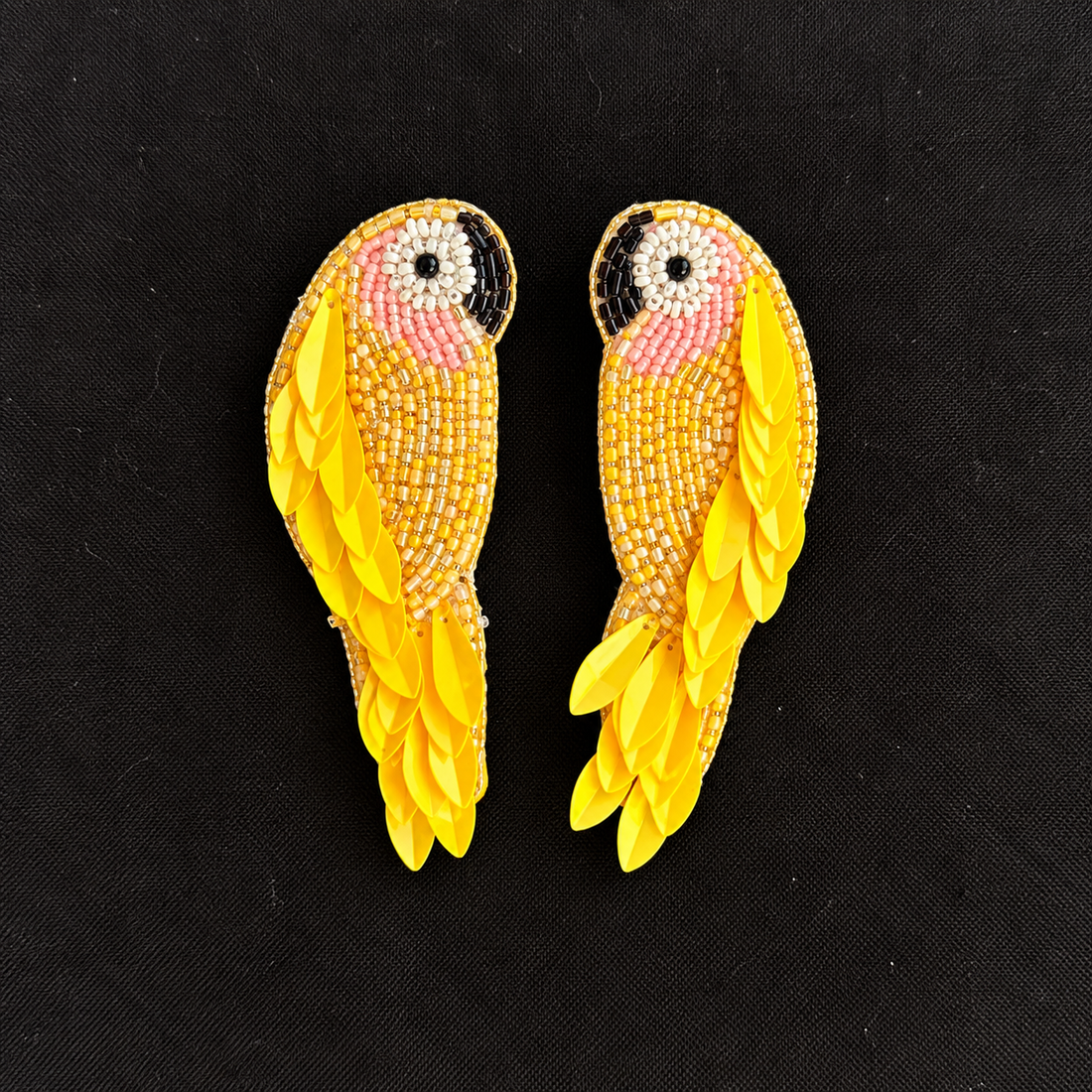 Sunshine Parrots — Handmade Beaded Statement Earrings