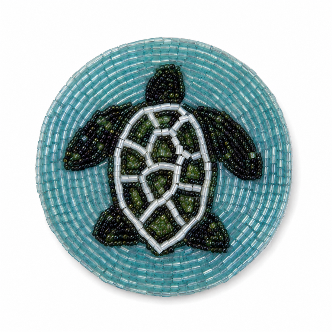 Set of 3 Blue Beaded Turtle Coaster