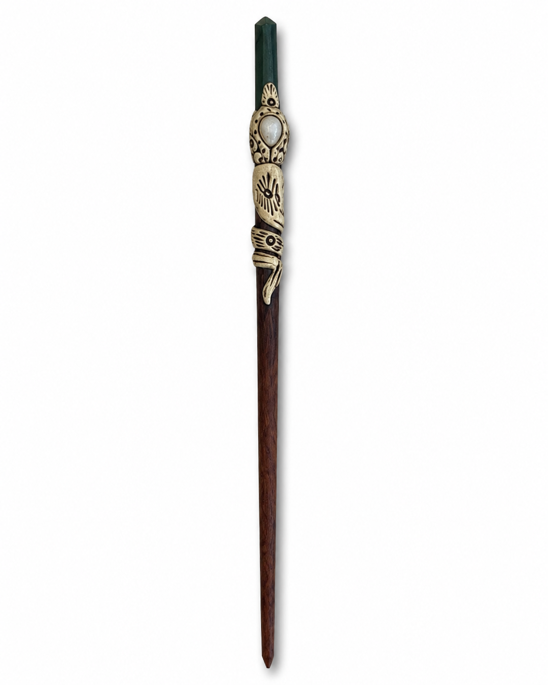Natural Stone Wooden Hair Bun Stick – Moonstone, Labradorite, Tiger’s Eye & Quartz