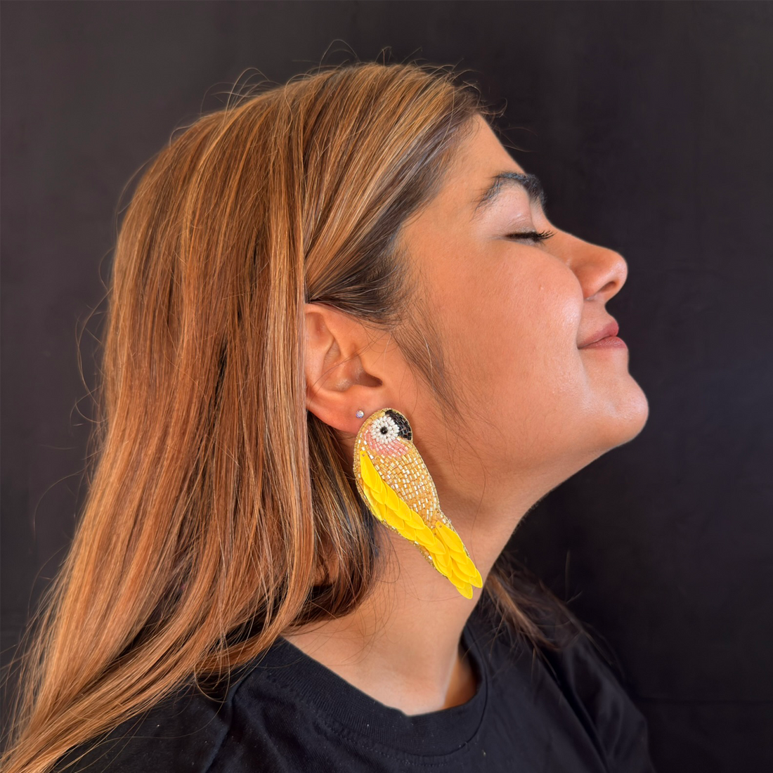 Sunshine Parrots — Handmade Beaded Statement Earrings