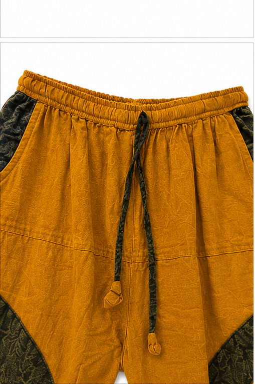 Mustard Cotton Spiral Jogger Pants
