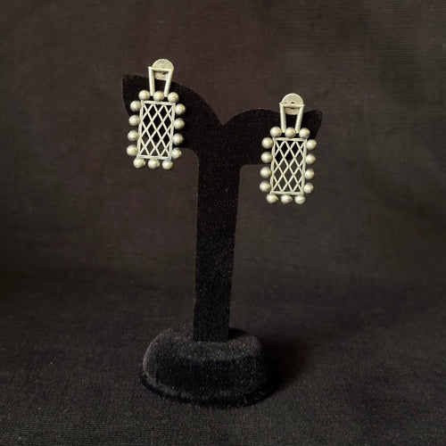 Lattice Grid Ball-Frame Earrings