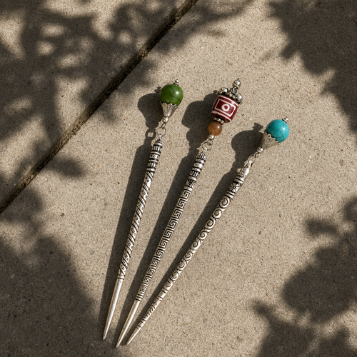 Beaded Metal Hair Sticks – Assorted Color Tops