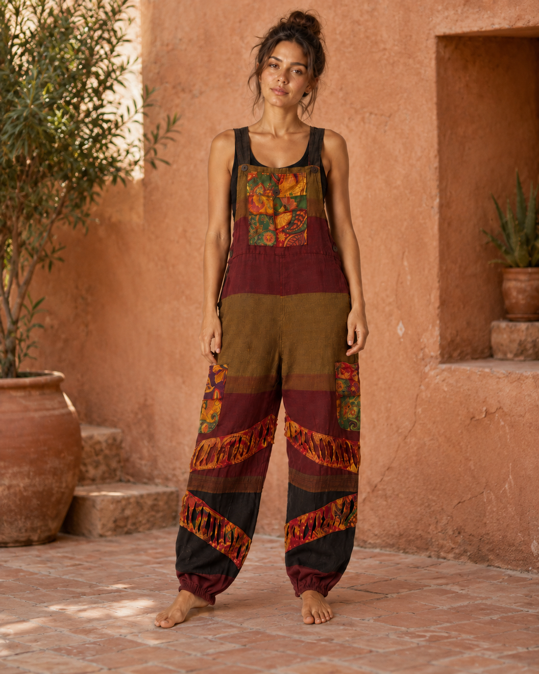 Patchwork Cotton Dungaree – Multicolor