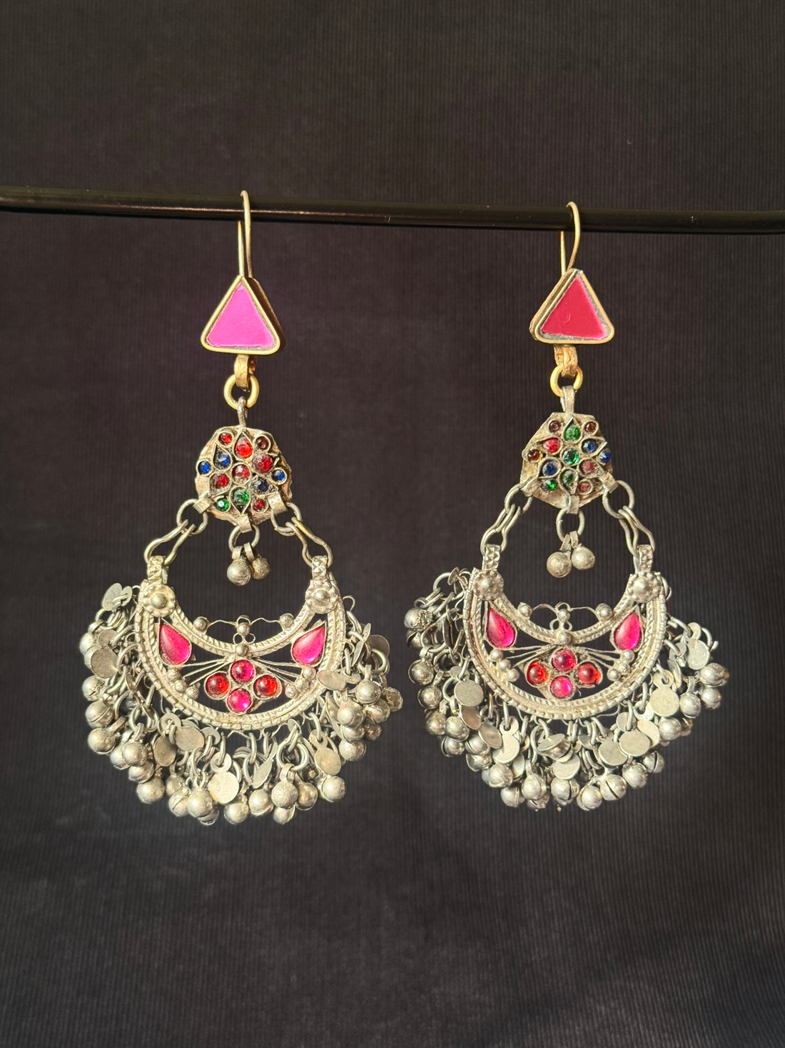 Pink Crescent Dangle Earrings