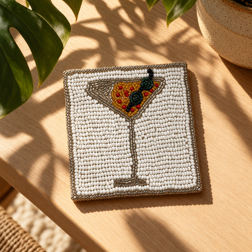 Set of 3 Beaded Martini Coaster