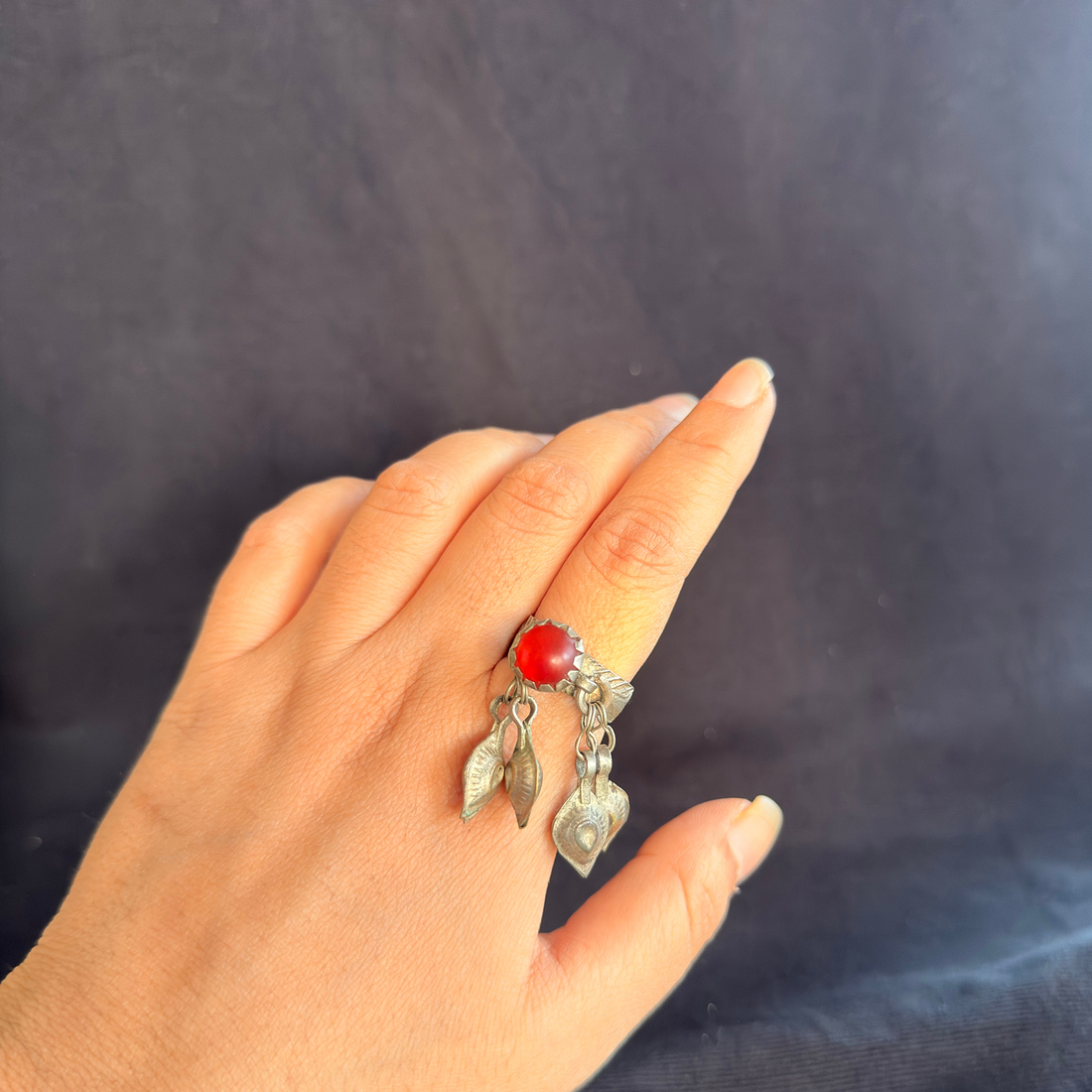Vintage Red Cabochon Charm Ring